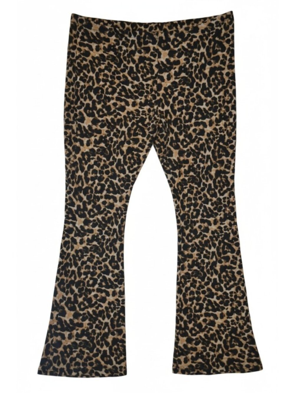 Topshop Leopard Print Flare Pants Women US 12 Brown Black Animal Print